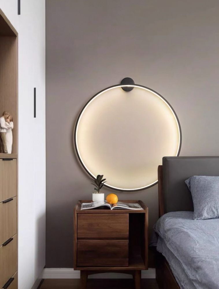Настінний чорний світильник Round Led Black Ø 60 см