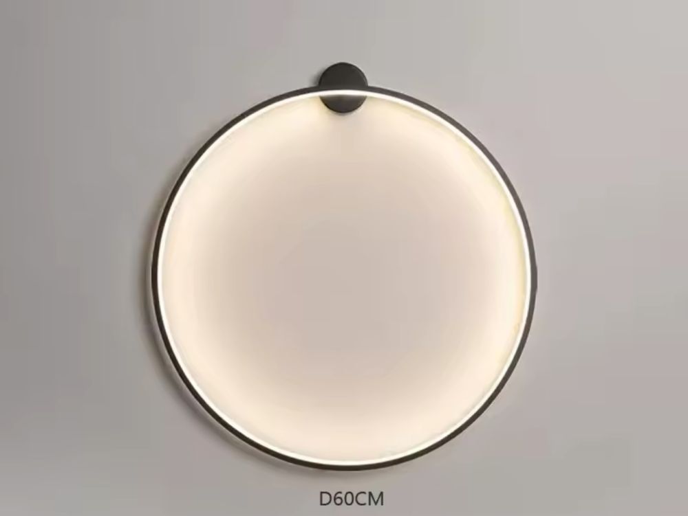 Настінний чорний світильник Round Led Black Ø 60 см