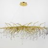 Люстра золота видовжена із кришталевими крапельками 100х50 см 705-L1000 GD+CL