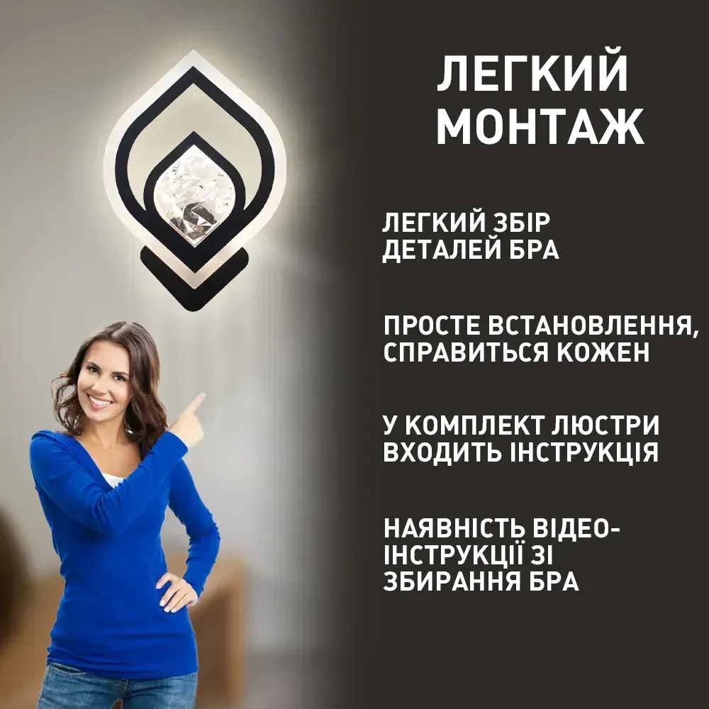 Світлодіодний світильник бра AZALIA ICE 13 Вт чорний