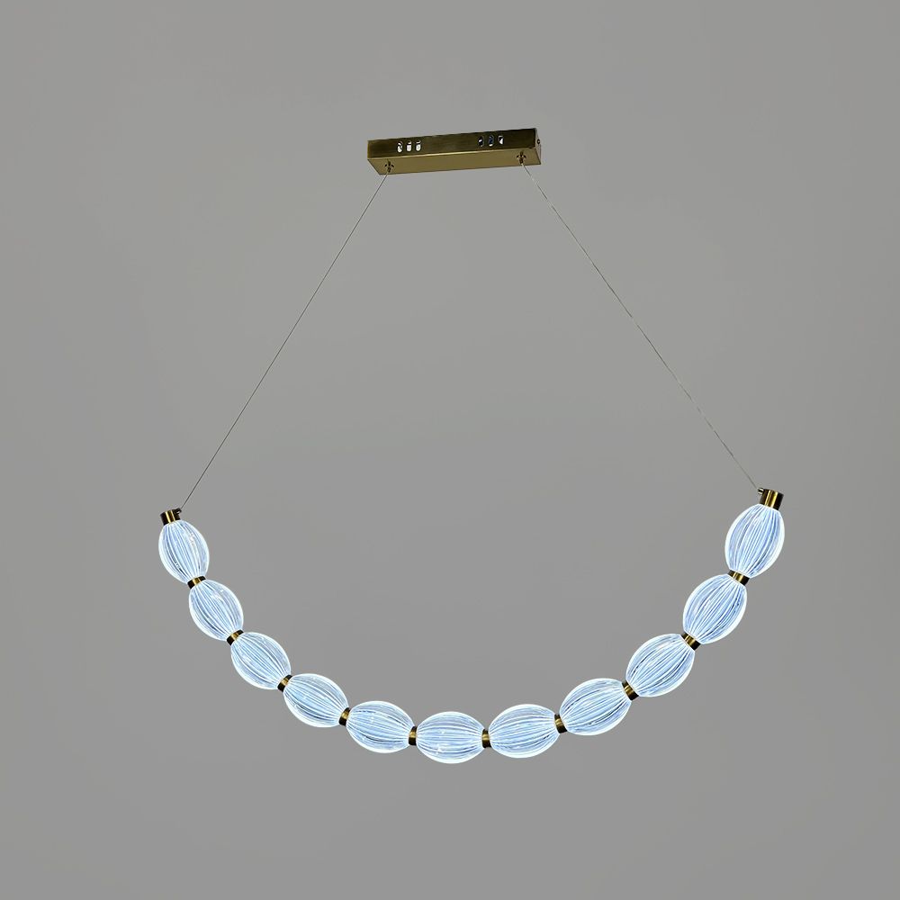 Дугова Led люстра з 11 прозорими рельєфними кульками у корпусі 90 см MJ344-900L AB+CL