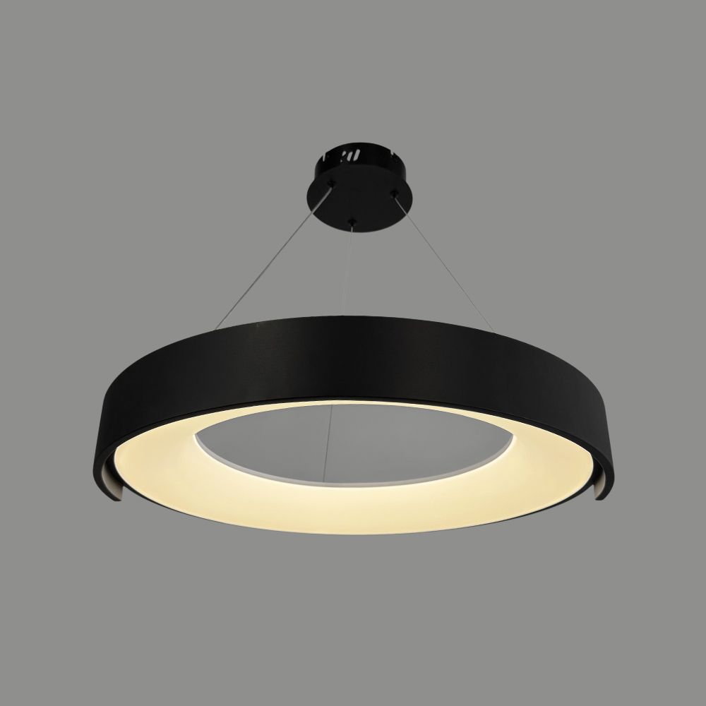 Підвісна LED-люстра у чорному корпусі на три режими Ø62 см 1906P-620 BK